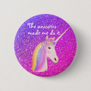 Funny Unicorn Rainbow Fantasy Purple Pink Glitter 6 Cm Round Badge