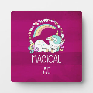 Funny Unicorn Saying Magical AF Plaque