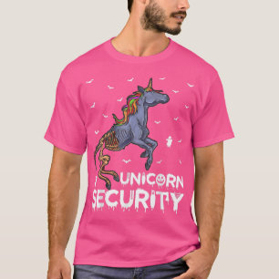 Funny Unicorn Security Scary Skeleton Unicorn Hall T-Shirt
