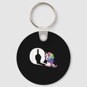 Funny Unicorn With Middle Finger Morning Grouch Key Ring