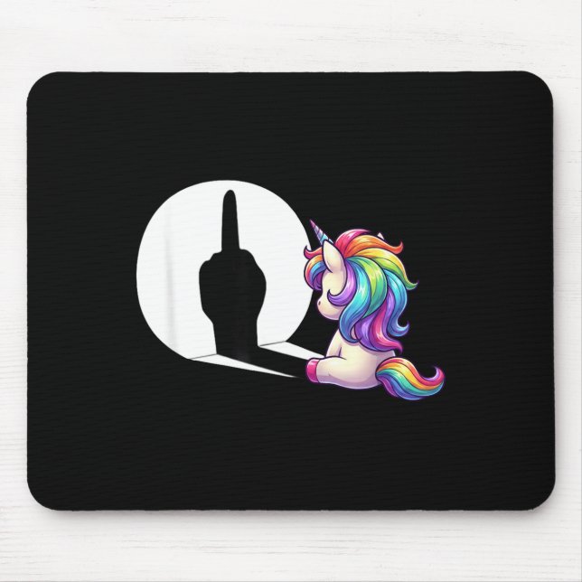 Funny Unicorn With Middle Finger Morning Grouch  Mouse Pad (Front)