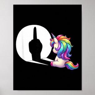 Funny Unicorn With Middle Finger Morning Grouch  Poster