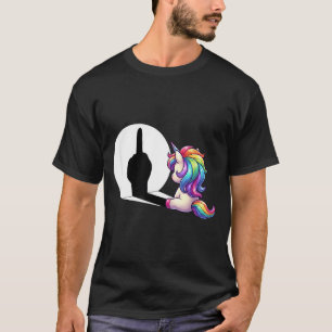 Funny Unicorn With Middle Finger Morning Grouch  T-Shirt