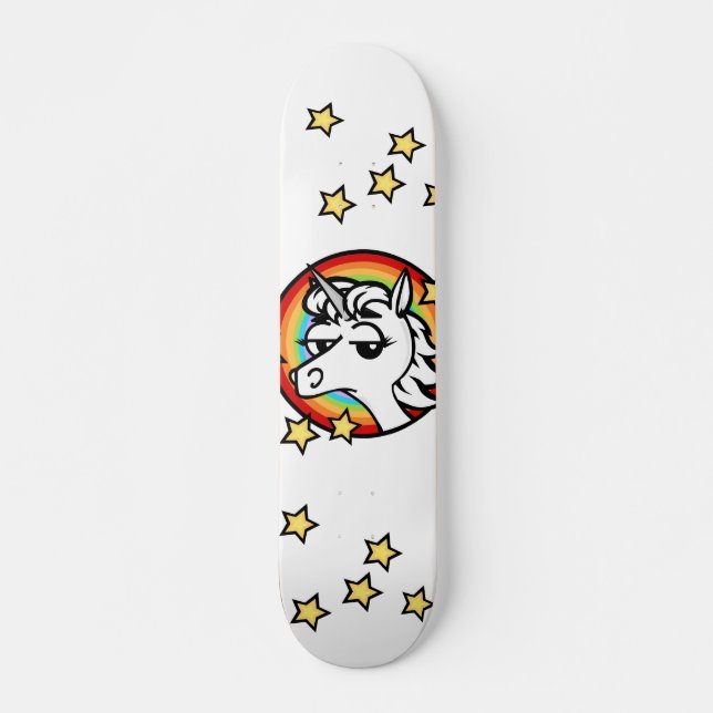 FUNNY UNICORN WITH RAINBOW GRAPHIC SKATEBOARD (Front)