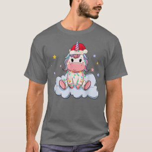 Funny Unicorns Christmas Lights Santa Hat Xmas T-Shirt