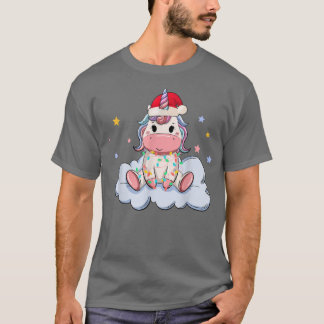 Funny Unicorns Christmas Lights Santa Hat Xmas  T-Shirt
