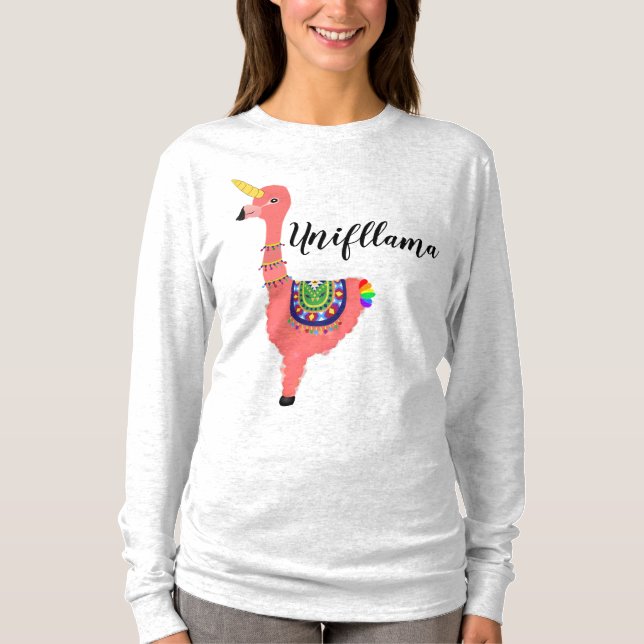 Funny Unifllama: Unicorn-Flamingo-llama Hybrid T-Shirt (Front)