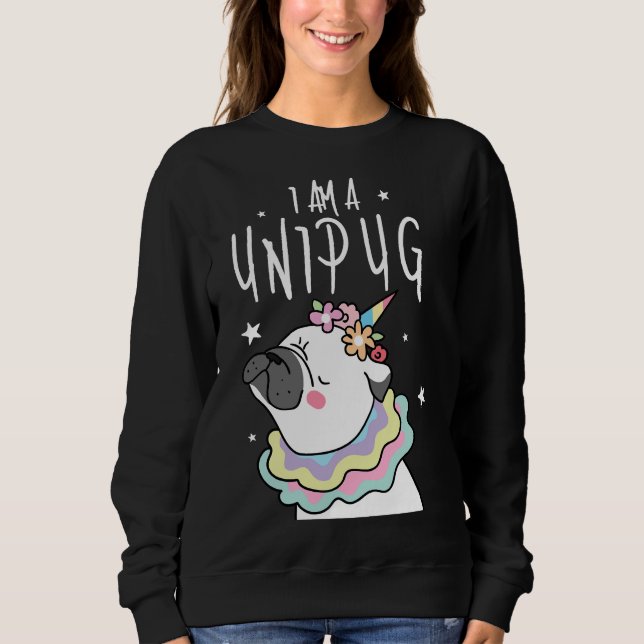 Funny Unipug Unicorn Pug Owner Pun Pug Lovers gift Sweatshirt (Front)