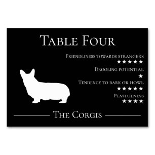 Funny unique dog lovers Corgi guest trait by breed Table Number