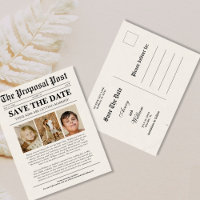 Funny Unique Newspaper Photo Wedding Save The Date