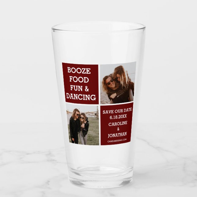 Funny Unique Save the Date Photos Booze Dancing Glass (Front)