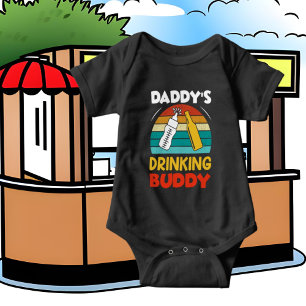 funny unisex Daddy's drinking buddy Baby Bodysuit