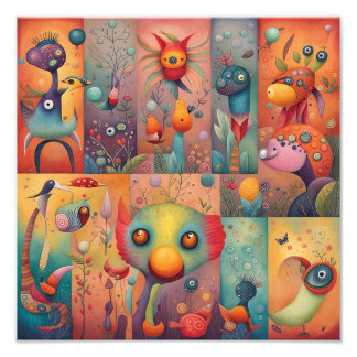 Funny unknown creatures photo print