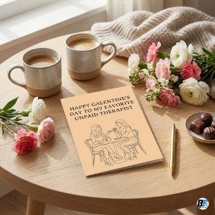 Funny Unpaid Therapist Galentine's Day Best Friend Thank You Card