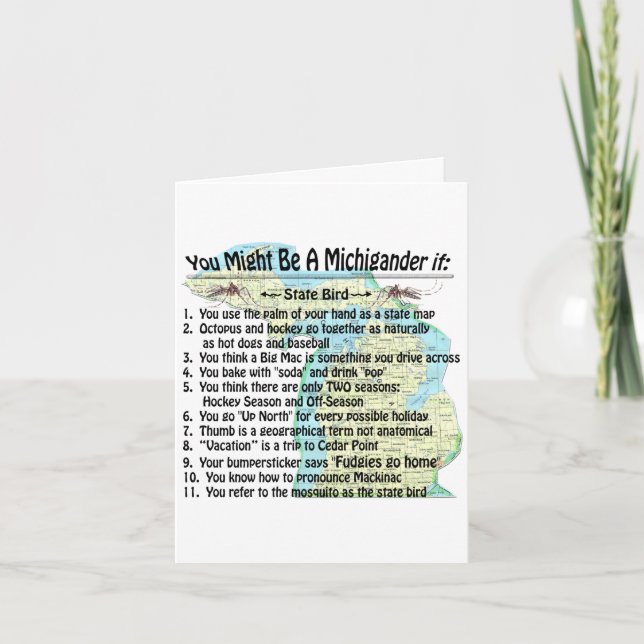 FUNNY Up North Yooper You Might Be Michigander If Card (Front)