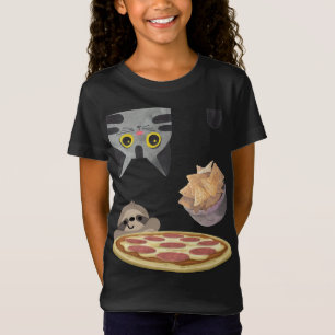 Funny Upside Down Hungry Cat Falling Chips Snack S T-Shirt