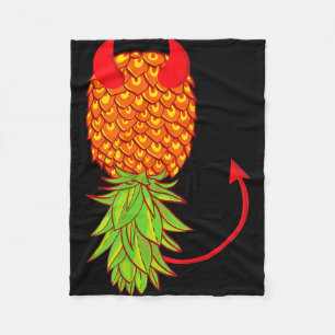 Funny upside down pineapple swinger fruit lover fleece blanket