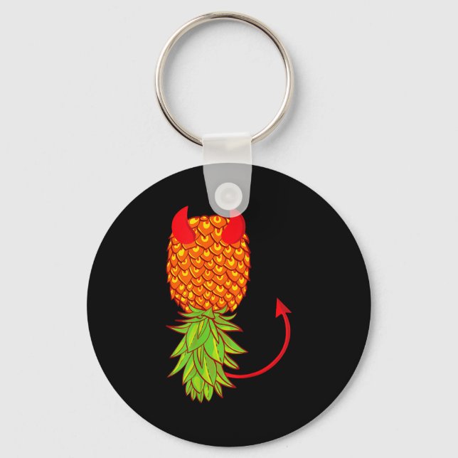 Funny upside down pineapple swinger fruit lover key ring (Front)