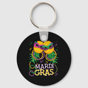 Funny Upside Down Pineapple Swinger Mardi Gras Bea Key Ring