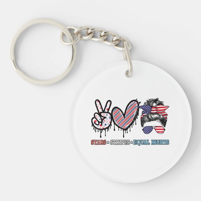 Funny US Flag Patriotic Key Ring (Front)