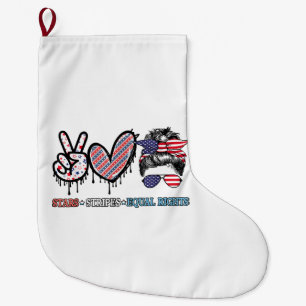 Funny US Flag Patriotic Large Christmas Stocking