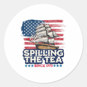 Funny Us History Teacher Boston Spilling The Tea S Classic Round Sticker