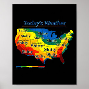 Funny us weather map parody todays forecast humor  poster