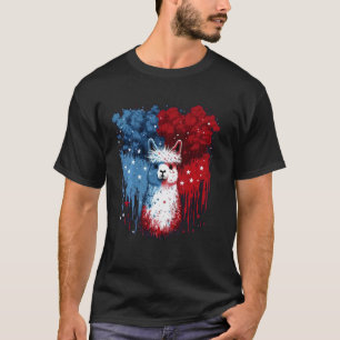 Funny USA 4th Of July Llama on Patriotic American T-Shirt