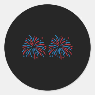 Funny Usa Fireworks Couple Just Here For The Firew Classic Round Sticker