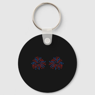 Funny Usa Fireworks Couple Just Here For The Firew Key Ring