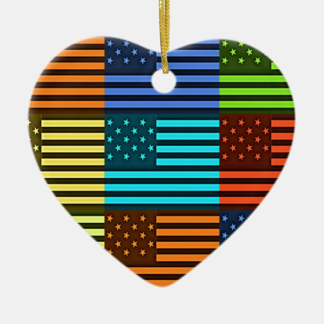 Funny USA Flag Ceramic Tree Decoration (Front)