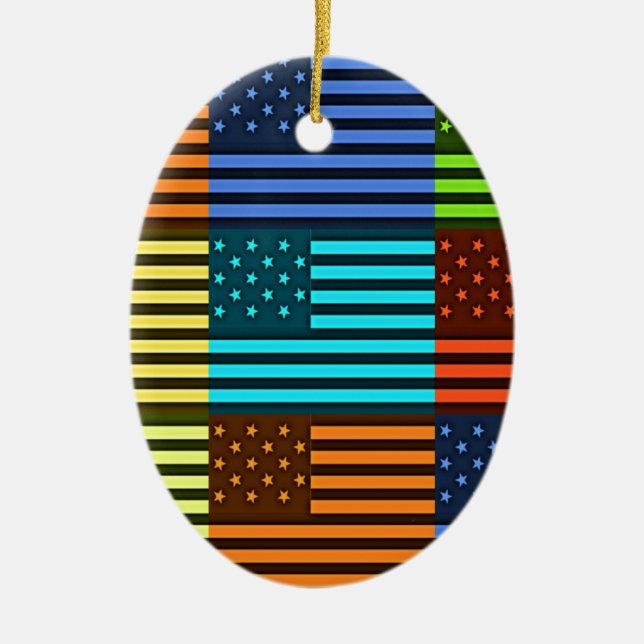 Funny USA Flag Ceramic Tree Decoration (Front)