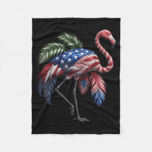 Funny Usa Flamingo Aamerican Flag 4th Of July Red Fleece Blanket