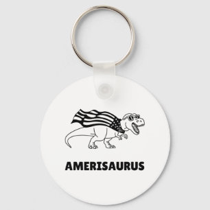 Funny Usa Patriot Dinosaur With Us Flag Gift Men W Key Ring