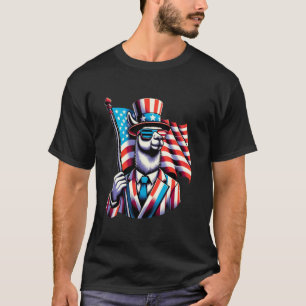 Funny USA Patriotic Llama July 4th Alpaca Animal L T-Shirt