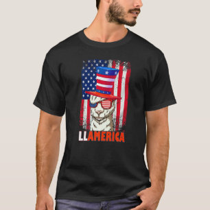 Funny Usa Patriotic Llama Llamerica Alpaca 4th Of T-Shirt