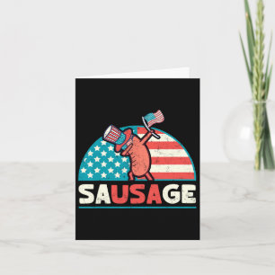 Funny Usa Sausage Patriotic 4th Of July  Card