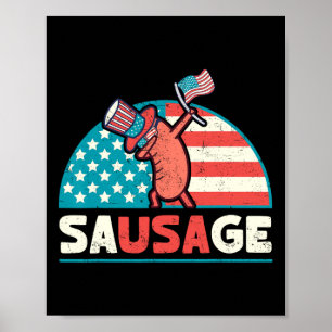 Funny Usa Sausage Patriotic 4th Of July Poster