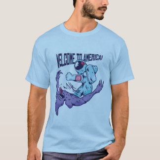 Funny Usa Space Force Astronaut Punching an Alien T-Shirt