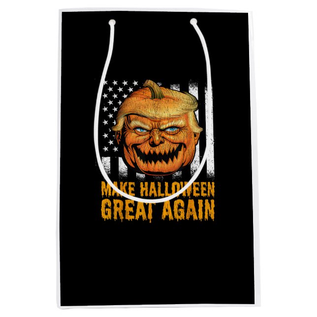 Funny Usa Trumpkin Make Halloween Great Again Medium Gift Bag (Front)