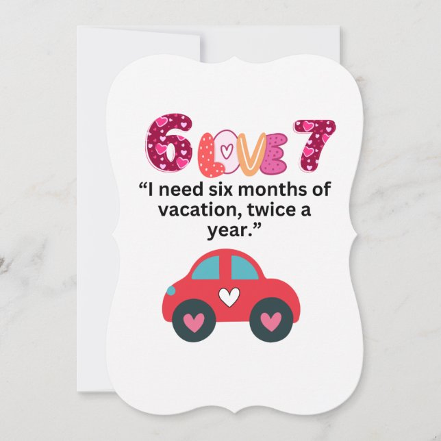 Funny Vacation Humor Valentine's Day Love Car Card (Front)