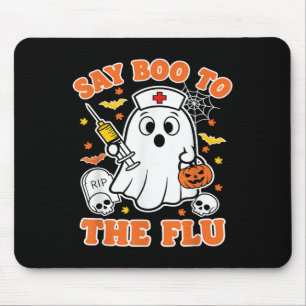 Funny Vaccine Say Boo To The Flu Ghost Nurse Hallo Mouse Pad