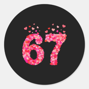 Funny Valentine 6 7 Meme Boy Six Seven Hearts Gen Classic Round Sticker