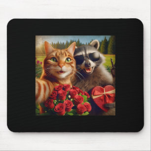 Funny Valentine Cat Raccoon Selfie Love Meme Tank Mouse Pad