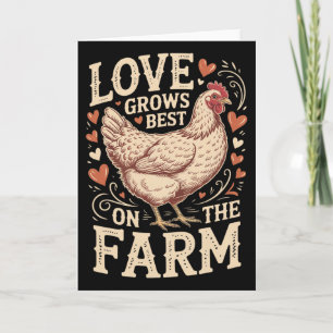 Funny Valentine Cute Chicken Love Grows Best On Th Card