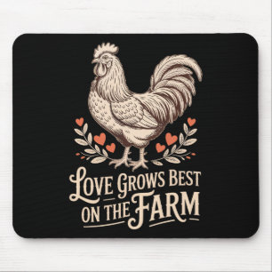 Funny Valentine Cute Chicken Love Grows Best On Th Mouse Pad