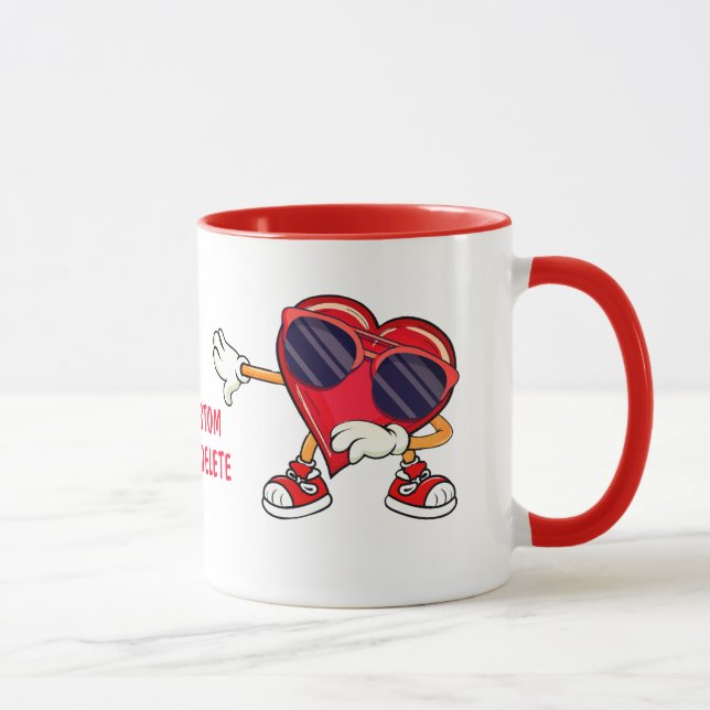 Funny Valentine Dabbing Hearts Valentine Mug (Right)