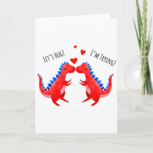 Funny Valentine Dinosaur Hugging Heart T-rex  Card
