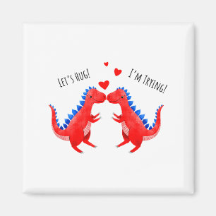 Funny Valentine Dinosaur Hugging Heart T-rex Magnet