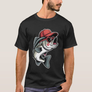 Funny Valentine Fishing Bass Heart Sunglasses Kids T-Shirt